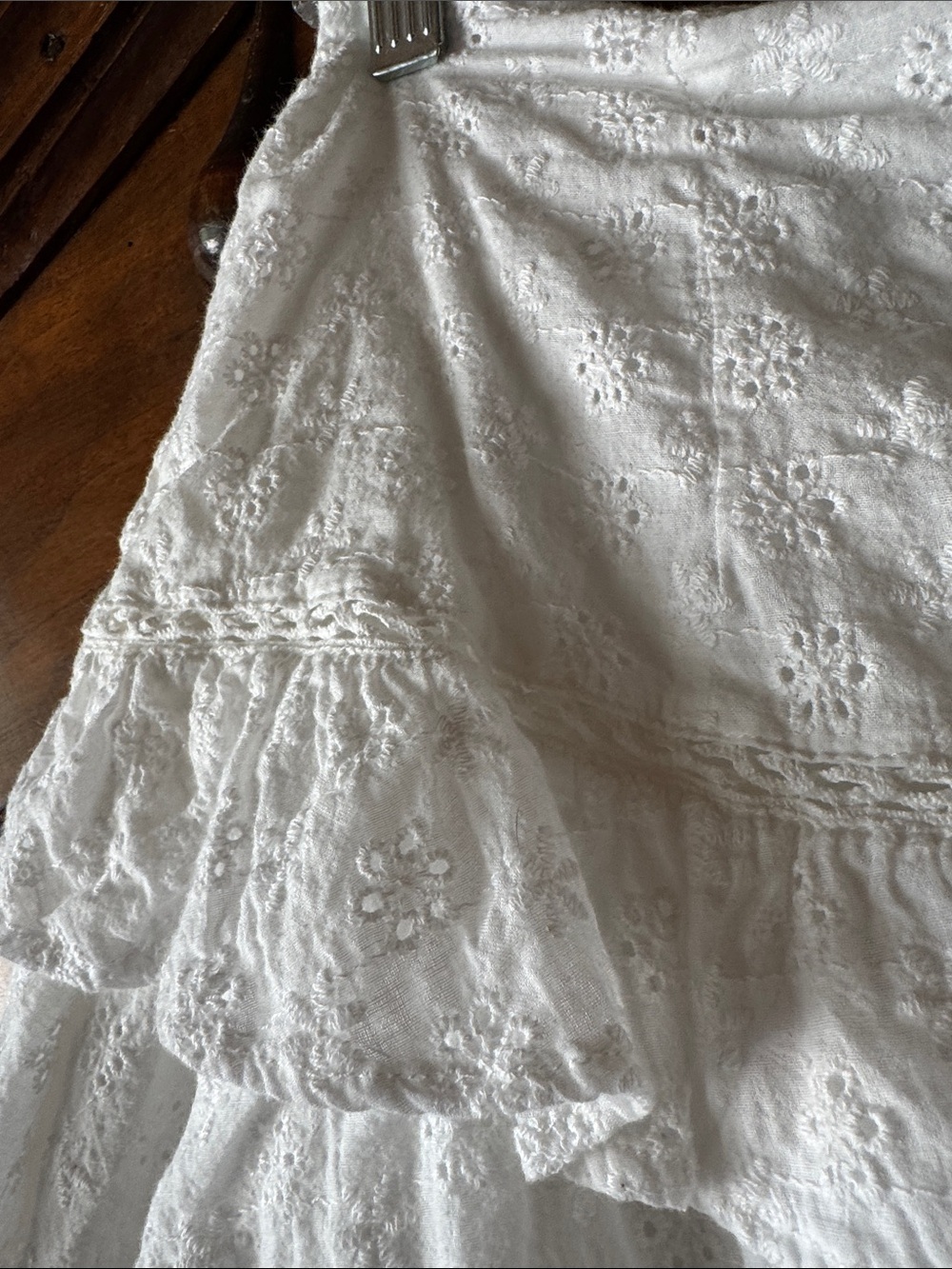 White Eyelet Ruffle Mini Skirt - Picture 3 of 8
